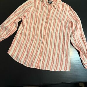 Jones & Co orange Striped Linen Shirt women’s size large